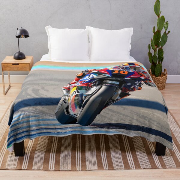 Item preview, Luca Marini on his 2024 MotoGP motorcycle racing in the corners abstract designed and sold by Rodissimus1984.