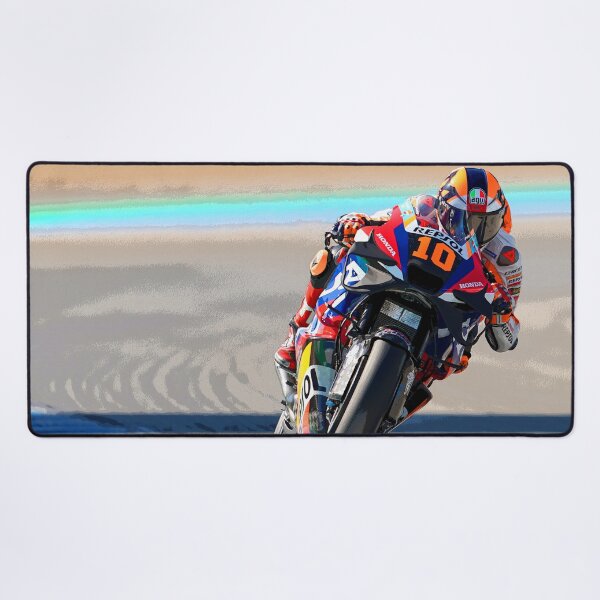 Item preview, Luca Marini on his 2024 MotoGP motorcycle racing in the corners abstract designed and sold by Rodissimus1984.