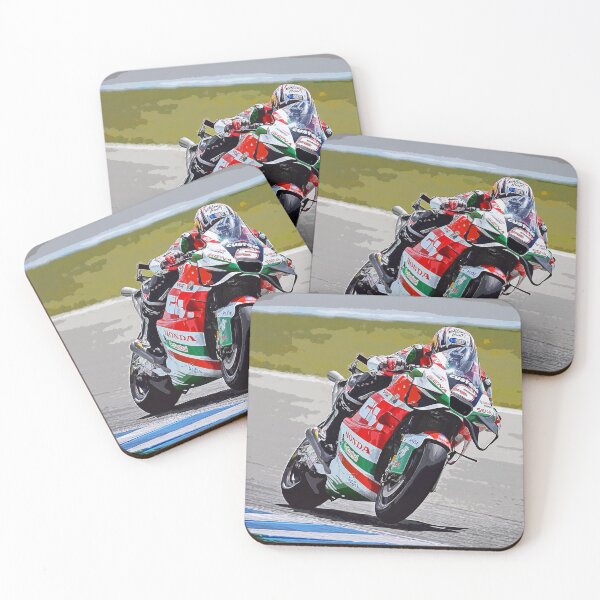 Item preview, Johann Zarco on his 2024 MotoGP motorcycle powering out of a corner watercolor designed and sold by Rodissimus1984.