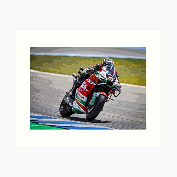 Aperçu de l'œuvre Johann Zarco sur sa moto MotoGP 2024 sortant d'un virage abstrait créée et vendue par Rodissimus1984.
