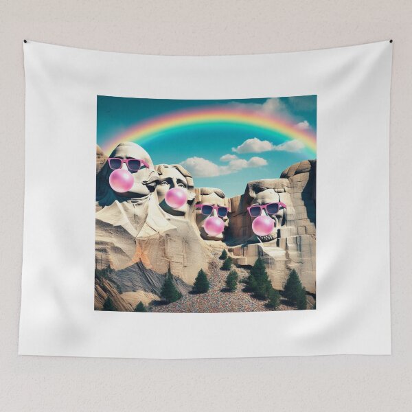 Item preview, Mount Rushmore's Bubblegum Banter - Playful Pop Culture Art with a Historical Twist designed and sold by litchick1977.