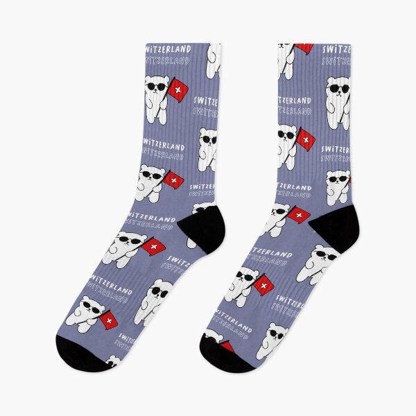 Item preview, Switzerland - Adorable White Bear with Sunglasses & Flag (Purple Background) designed and sold by RM-Journey.