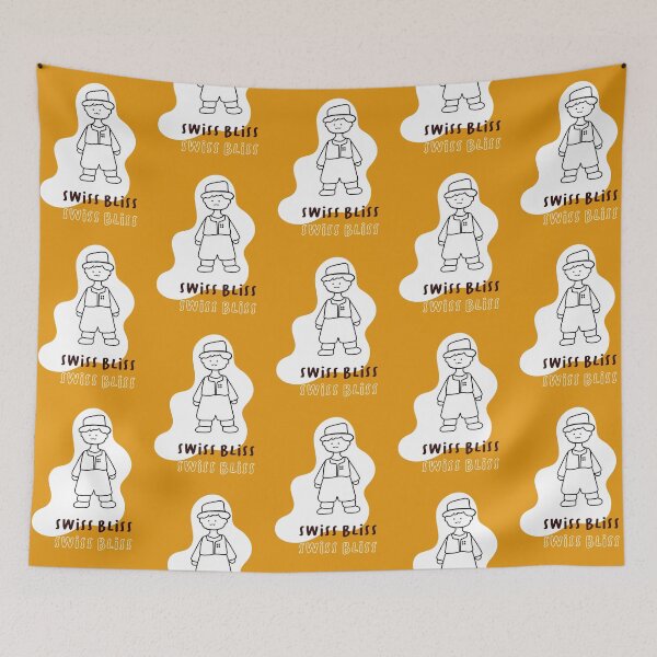 Item preview, Swiss Bliss - Cute Boy in Swiss Clothing (Yellow/Orange Background) designed and sold by RM-Journey.