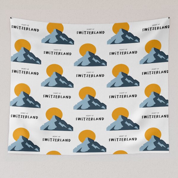 Item preview, Heart of Switzerland - Minimalist Mountains & Sun (White Background) designed and sold by RM-Journey.