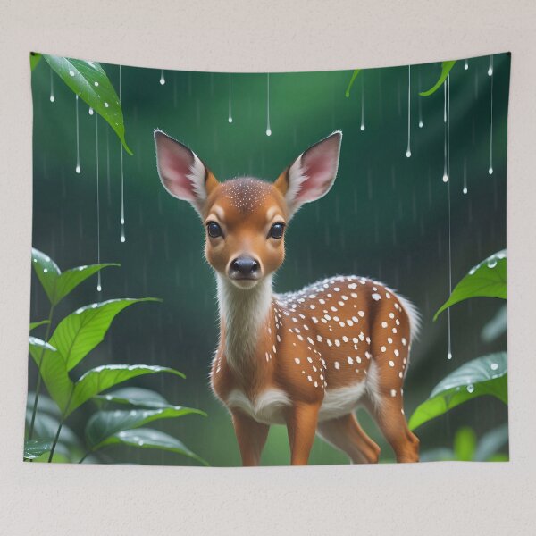 Item preview, Cute Baby Deer In A Rainy Forest designed and sold by TheArtOfPat.