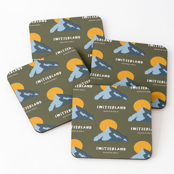 Item preview, Switzerland Mountain Magic - Minimalist Mountains & Sun (Moss Green Background) designed and sold by RM-Journey.