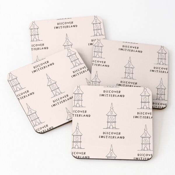 Item preview, Discover Switzerland - Minimalist Zytglogge Clock Tower (Pink Background) designed and sold by RM-Journey.