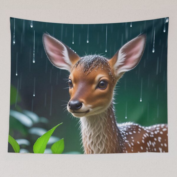 Item preview, Cute Baby Deer In A Rainy Forest designed and sold by TheArtOfPat.