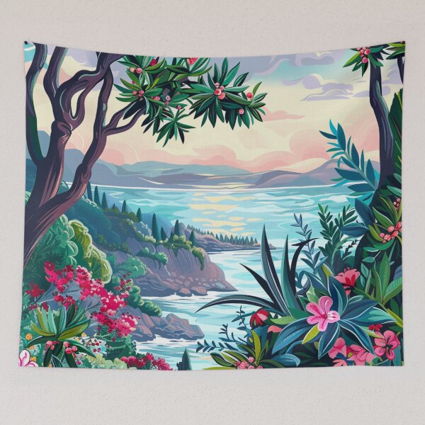 Item preview, Mediterranean Coastal Paradise- Greek Island Canvas designed and sold by CleverboyDsgns.
