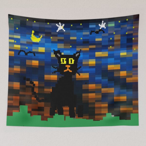 Item preview, Pixel Night Cat Design designed and sold by 3triadstore.