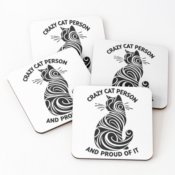 Item preview, crazy cat person and proud of it black and white strokes designed and sold by SparkleShack.