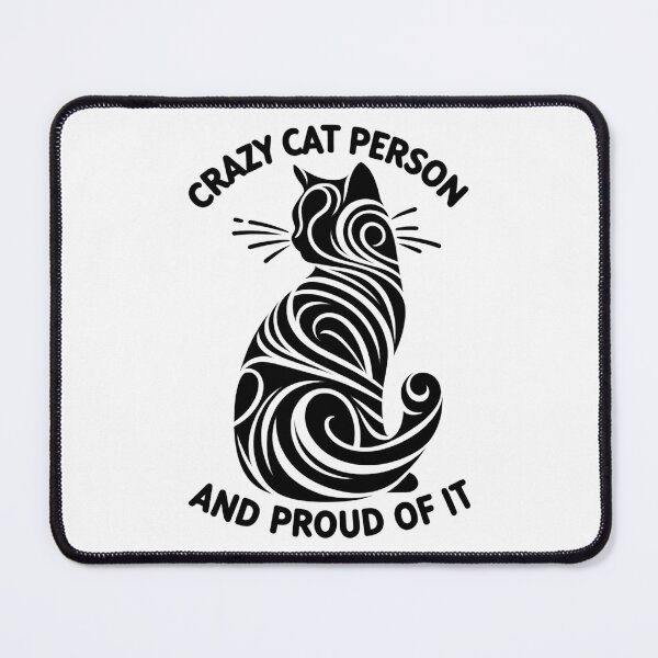 Item preview, crazy cat person and proud of it black and white strokes designed and sold by SparkleShack.