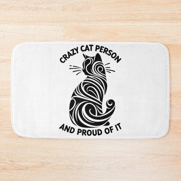 Item preview, crazy cat person and proud of it black and white strokes designed and sold by SparkleShack.