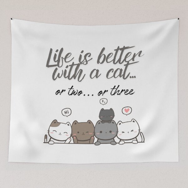 Item preview, life is better with a cat, or two...or three gray letters designed and sold by SparkleShack.