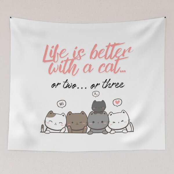 Item preview, life is better with a cat, or two...or three pink letters designed and sold by SparkleShack.