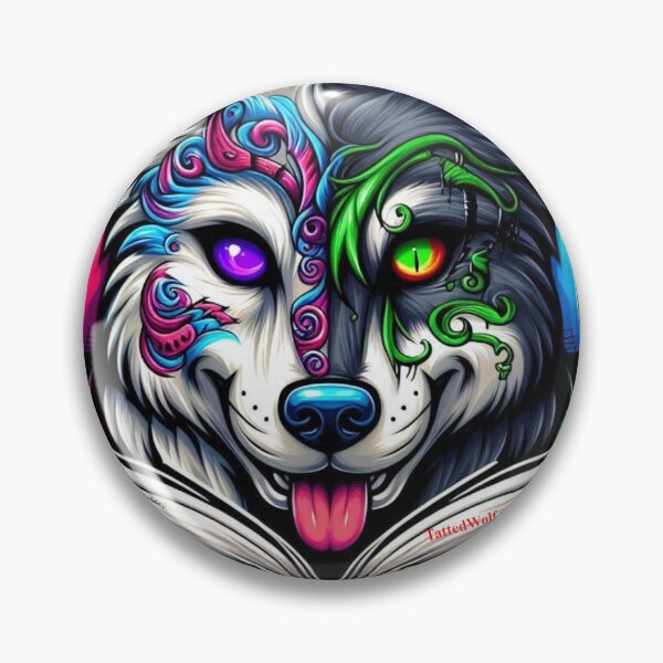Item preview, Tatted Wolf with Heterochromia Studying designed and sold by TattedWolf.
