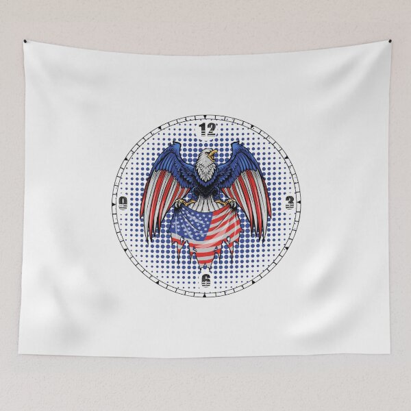 Item preview, Wall clock with eagle and American flag designed and sold by Numbers-Art.