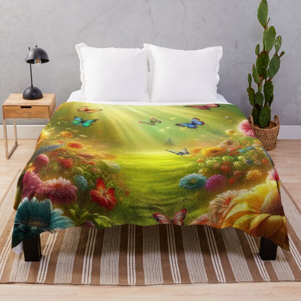 Item preview, Sunlit Garden Paradise Butterflies Dance Among Blooms designed and sold by ArtComixHaven.