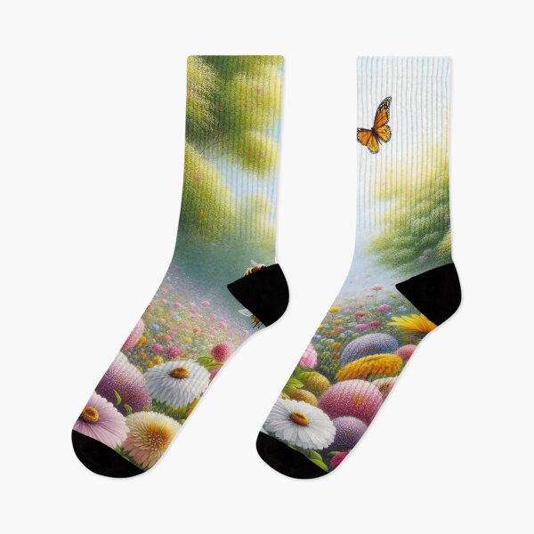 Item preview, Blossoming Meadow Butterflies and Bees in Morning Light designed and sold by ArtComixHaven.