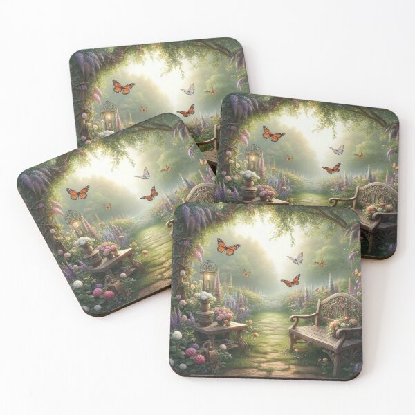 Item preview, Enchanted Garden Path: Butterflies Flutter at Dawn's Light designed and sold by ArtComixHaven.