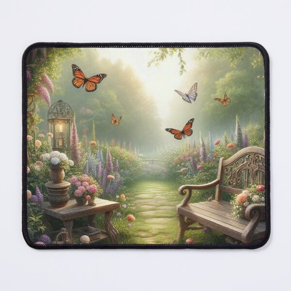 Item preview, Enchanted Garden Path: Butterflies Flutter at Dawn's Light designed and sold by ArtComixHaven.