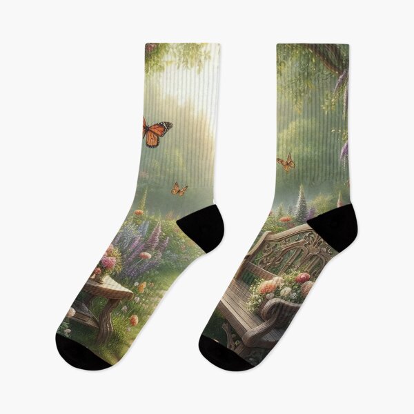 Item preview, Enchanted Garden Path: Butterflies Flutter at Dawn's Light designed and sold by ArtComixHaven.