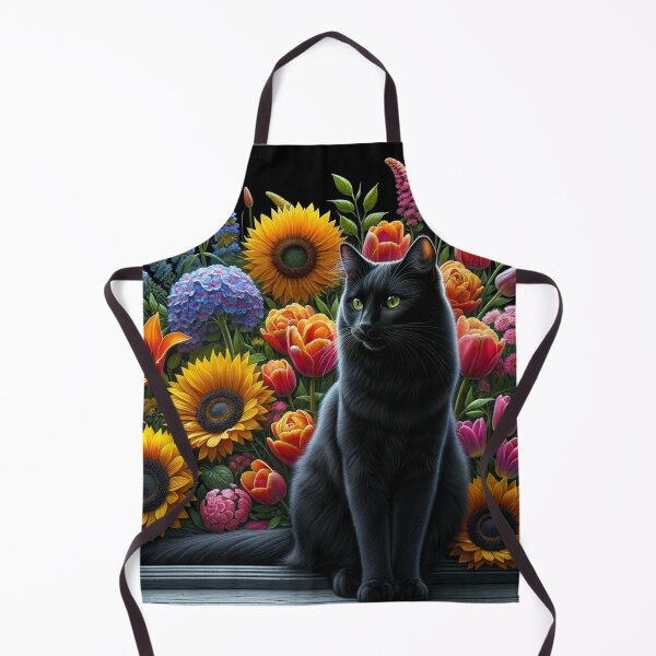 Item preview, Balck Cat Sits Upon a Flower filled Window designed and sold by ArtzyOne431.