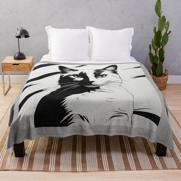 Item preview, black and white cat paint cute designed and sold by SparkleShack.