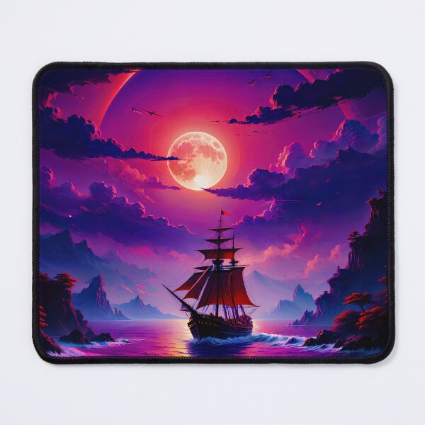 Item preview, A Boat Under the Beautiful Magenta Moon designed and sold by PixelCraftDSG.