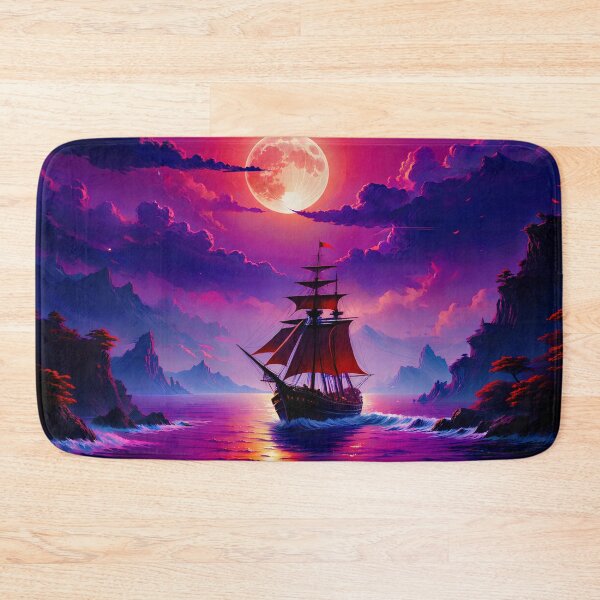 Item preview, A Boat Under the Beautiful Magenta Moon designed and sold by PixelCraftDSG.