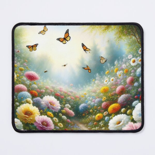 Item preview, Enchanted Blossom Trail with Butterflies in Morning Light designed and sold by ArtComixHaven.