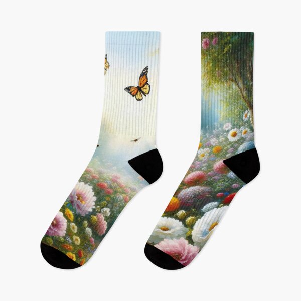 Item preview, Enchanted Blossom Trail with Butterflies in Morning Light designed and sold by ArtComixHaven.