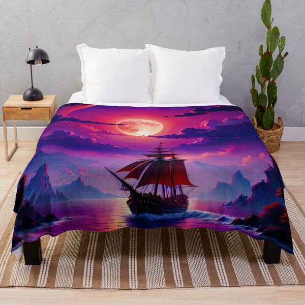 Item preview, A Boat Under the Beautiful Magenta Moon designed and sold by PixelCraftDSG.