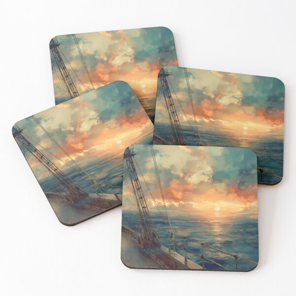 Item preview, Sunset from the deck of an 18th century sailing ship on a calm ocean. designed and sold by ArtRenavet.