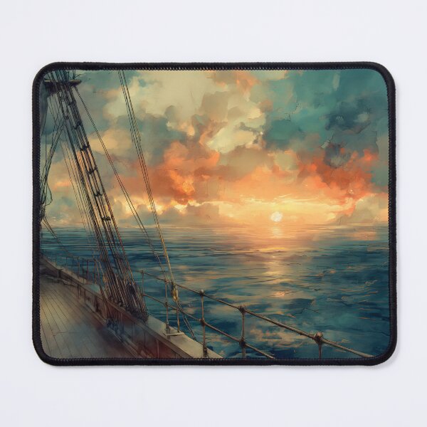 Item preview, Sunset from the deck of an 18th century sailing ship on a calm ocean. designed and sold by ArtRenavet.