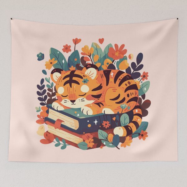 Item preview, Cute Bookish Tiger designed and sold by RetroPrints.