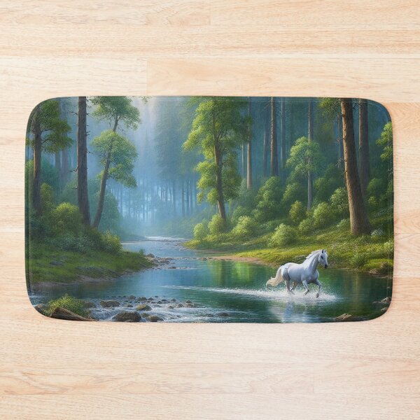 Item preview, Enchanted Forest River Crossing by Ethereal White Horse designed and sold by ArtComixHaven.