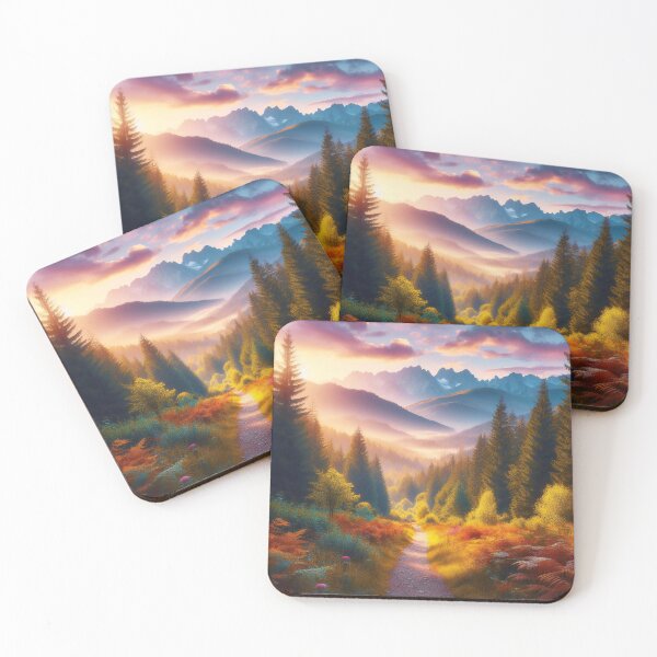 Item preview, Sunset Blaze on Forest Trail, Mountain Vista Beckons designed and sold by ArtComixHaven.