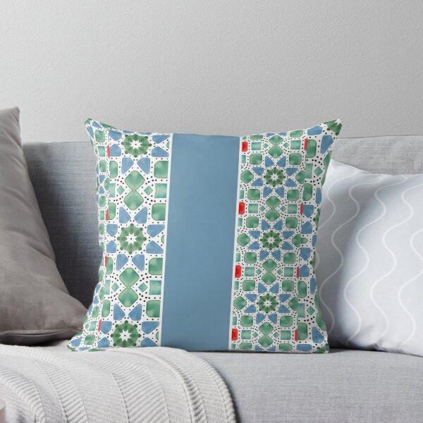 Item preview, Flower Mosaic Stripes Blue Green red designed and sold by CircusValley.