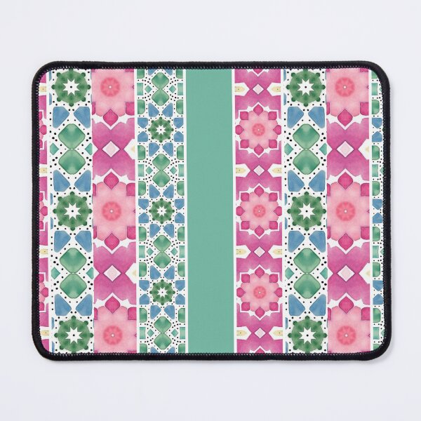 Item preview, Flower Mosaic Stripes Pink, blue and green designed and sold by CircusValley.