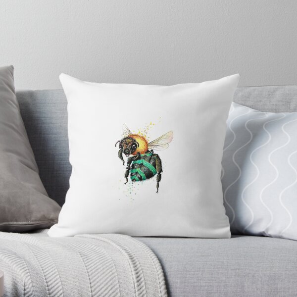 Blue Bee One Throw Pillow