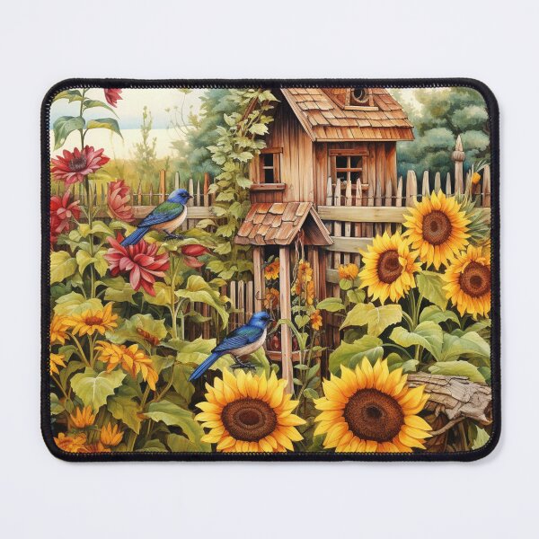 Item preview, Sunflower blue birds wood birdhouses 2 designed and sold by CircusValley.