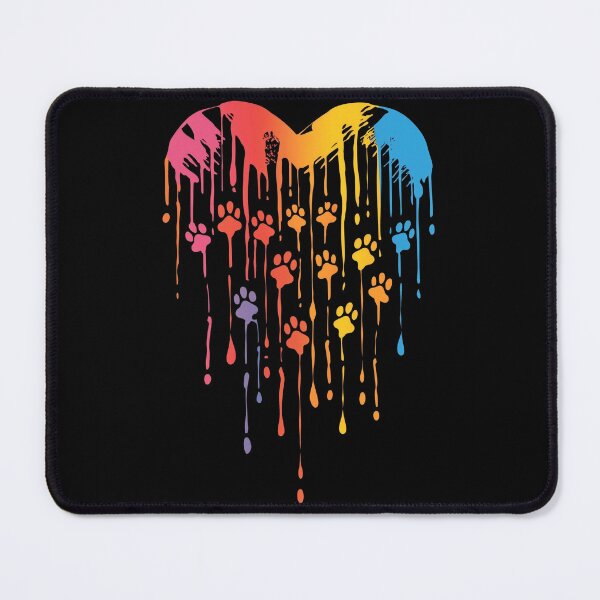 Item preview, Colorful paws and paint drops forming a heart designed and sold by pawmad.