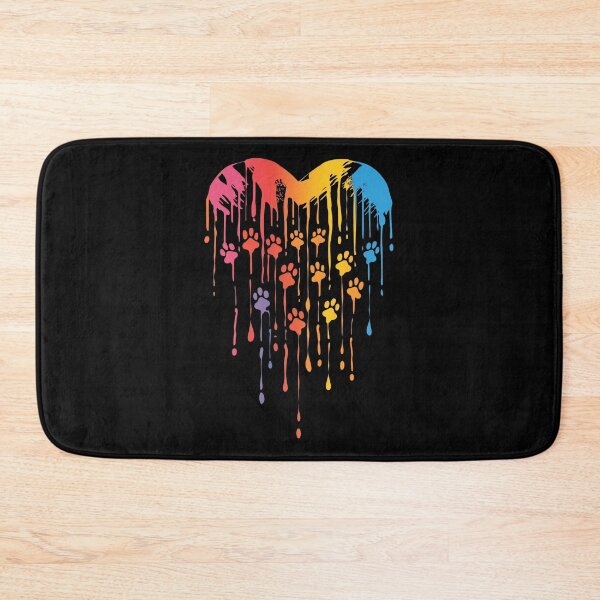 Item preview, Colorful paws and paint drops forming a heart designed and sold by pawmad.