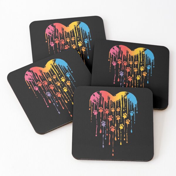 Item preview, Colorful paws and paint drops forming a heart designed and sold by pawmad.