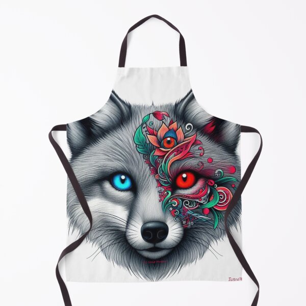 Item preview, Headshot of Cute Tatted Grey Wolf with Heterochromia designed and sold by TattedWolf.