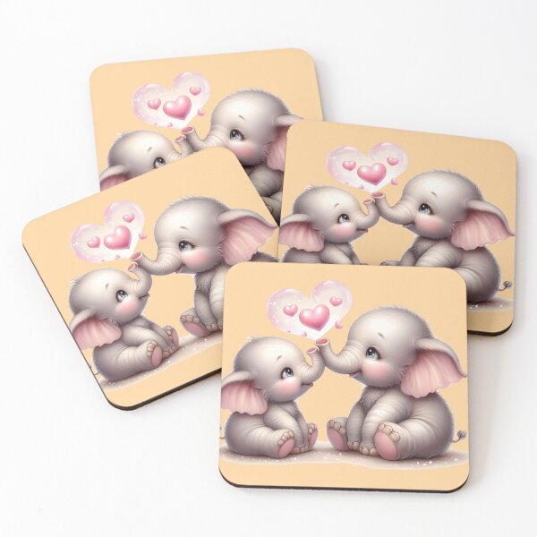 Item preview, Cute Elephants making Heart Bubbles - Mom and Daughter designed and sold by DreamyEscapism.