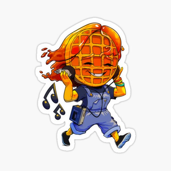 Waffle girl with a walkman Sticker