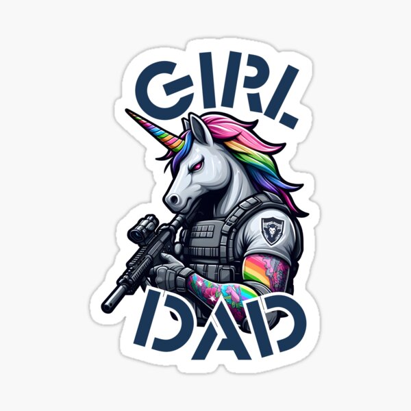 Vista previa del artículo con la obra «Niña Papá - Unicornio Táctico», diseñado y vendido por WolfeTEES.