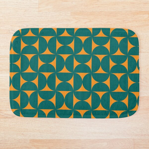 Item preview, Mid-century abstract retro geometric shapes pattern in green and orange. designed and sold by DesignsArtColor.